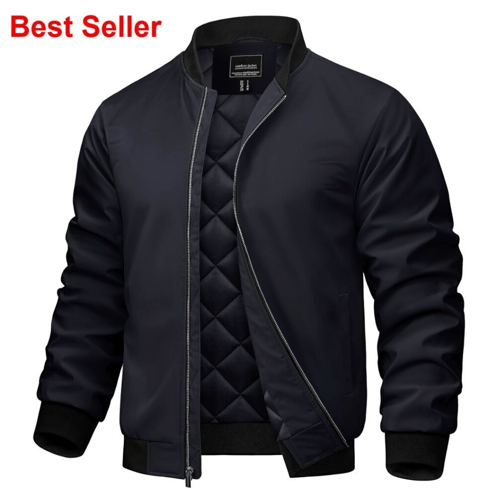 Men's Bomber Jacket Windproof Water Resistant Padded Quilted Lining